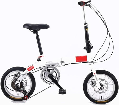 ZHANGshouf Faltrad, Fahrrad mit Vorder- und Hinterradrahmen aus Kohlenstoffstahl, superleichtes Faltrad mit Variabler Geschwindigkeit, für Schüler und Erwachsene, 14 Zoll