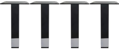 Pieds de support carrés modernes en fer forgé pour armoires, tables basses et canapés avec accessoires à vis (noir + gris)