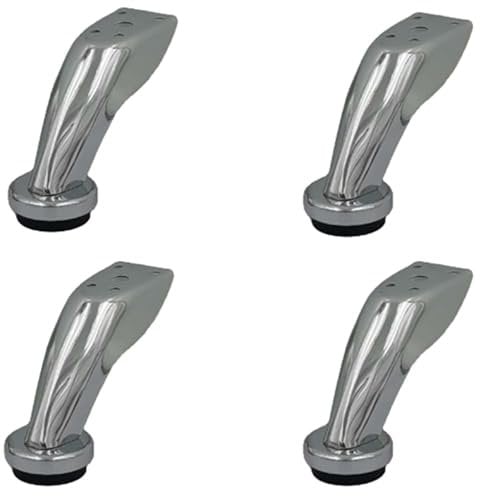 4Pcs Chrome Furniture Legs Metal Sofa Plinth Feet Support Feet for Chairs, Cabinets, Coffee Table, Stools, Cupboards(100 mm)