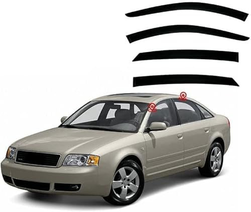 YYlong Windabweiser Regenabweiser für Audi A6 Sedan MK2-C5 1997-2003 Sonnenblenden Regen Wetterschutz Luftabweiser Regenabweiser Seitenfensterabweiser