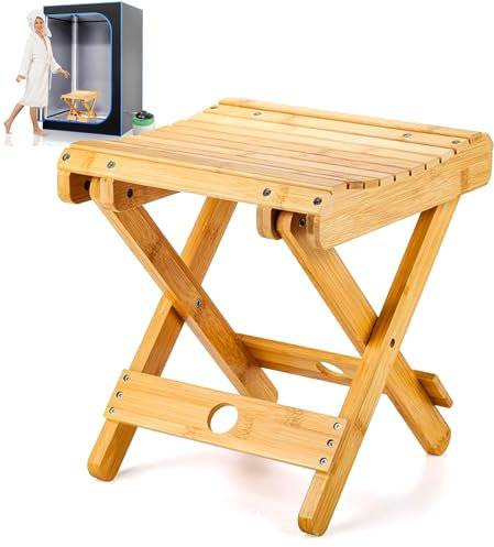 WSBXBB Bambus-Sauna-Stuhl, tragbarer Dampfsauna-Stuhl für den Innenbereich, Dampfsauna-Sitz, ideal für tragbare Saunabox für Zuhause, Dampfsauna-Zubehör, Outdoor-Camping, Angeln, Strandstuhl