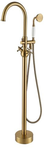 Badewanne Armatur Freistehende Badewanne Wasserhahn Gebürstet Gold Messing Badewanne Wasserhahn Wasserfall Drehgriff Badewanne Armaturen Badezimmer