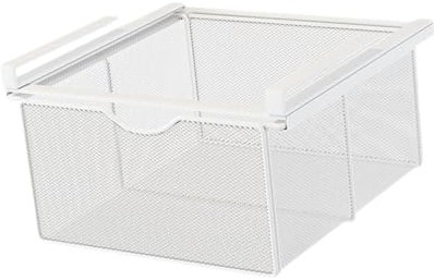 perfk Cajón extraíble Colgante para Armario, Cesta de Almacenamiento de Malla Resistente, Cesta Deslizante Debajo del Estante para encimera de gabinete de, Blanco