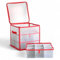 MIJOMA Aufbewahrungsbox Sortierbox Weihnachtstasche für Christbaumkugeln und Weihnachtsschmuck, zusammenklappbar, transparent (Rot, 31,5 x 31,5 x 31,5 cm für 27 Teile mit Einsätzen)