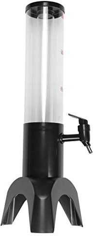 Kissmii Distributore di Birra Un Torre da 1,5 Litri Rubinetto Integrato Facile da Pulire con Tubo del Ghiaccio e Distributore di Bevande Un Torre Trasparente con Luce Un LED Nero