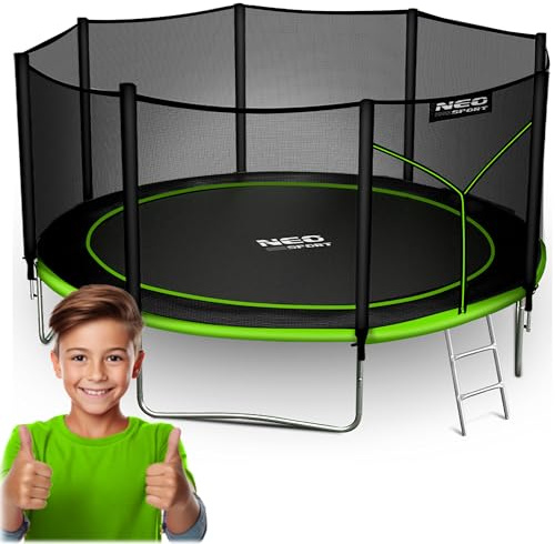 Neo-Sport Trampolin Outdoor Kinder Gartentrampolin Sicherheitsnetz Innen Leiter Gepolsterte Stangen Wetterfest Rostfre