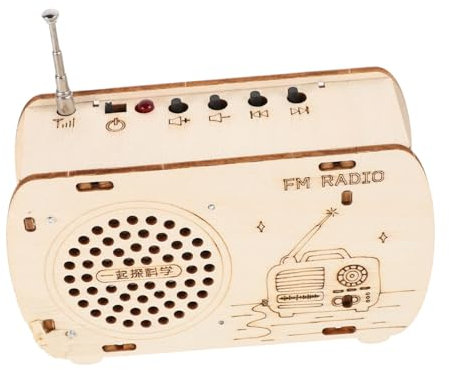 Abaodam Kinderradio Elektronik bausatz Elektronik für stem Wissenschaftliches Schreibtischspielzeug erziehungswissenschaftliche Baukästen Stielspielzeug Holz Khaki
