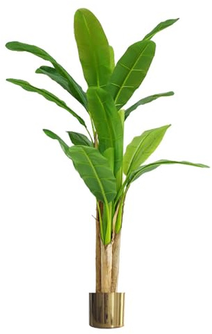 Leaf Design UK Artificial Tropical Plants and Trees with Metal Planters, Green, 180cm