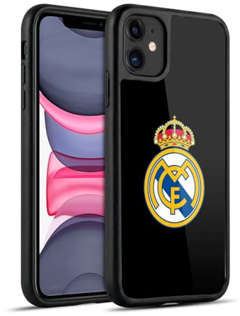 Head Case Designs Offizielle Real Madrid CF Einfaches Schwarzes Logo Ursprung Gel Armour Hülle [Militärischer Schutzgrad] kompatibel mit Apple iPhone 11