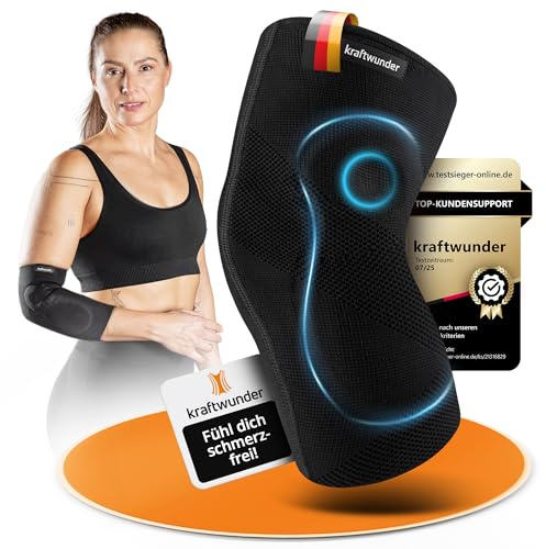 kraftwunder Ellenbogenbandage Tennisarm/Golferarm, Bandage mit Gel-Pelotten, Made in Germany, für Damen & Herren, Sport & Alltag (Schwarz, XXL, Beidseitig)