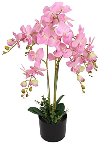 Solivagant Plante Artificielle avec Pot Orchidée 75 cm Rose,(4.8 KG)