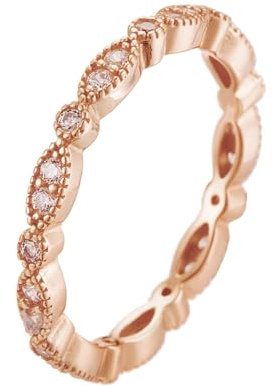 Epinki Pärchen Ringe Rotgold Au750, Zierlich Verlobungsring mit Moissanit, Ring 18K Gold Echt Goldschmuck, Gr.53 (16.9)
