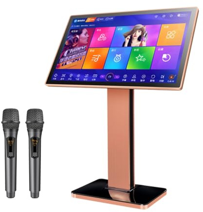 Reproductor De Karaoke Todo En con Pantalla Táctil, Audio Portátil, Bluetooth, 2 Micrófonos Wireless Y Proyección De Pantalla para Fiestas Y Familia(Standing22in,4TB)