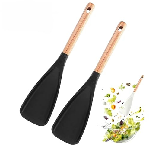 2 pièces Ustensiles de cuisine en silicone,cuillère silicone et spatule cuisine pour mélanger et servir,multifunctional kitchen cooking spoon,maryse pâtisserie,résistante à la chaleur,sans BPA(31x7cm)