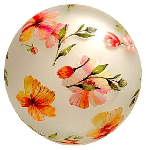 formano LED Deko Kugel Glas Blumenzeit 15 cm Ambientelicht satiniertes Glas mit Timer 6h/18h - warmes Stimmungslicht, batteriebetriebene Deko für Tisch, Fensterbank & Regal