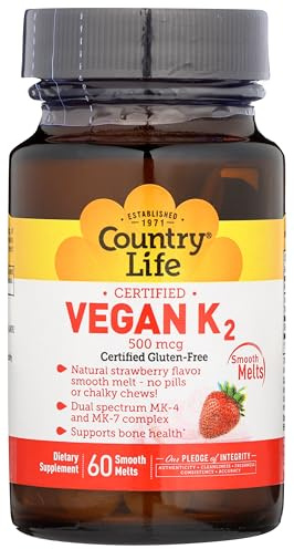 Country Life Vegan K2 Melts 500 MCG, 60 CT