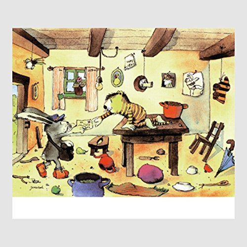 Homedeco-24 Kunstdruck Janosch - Post ist da 48 x 58 cm, viele Rahmenfarben zur Auswahl, Hier ohne Rahmen