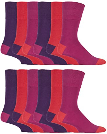 Gentle Grip 12 Pairs men's no elastic socks 6-11 uk, 39-45 eur, Plain Colours (MGG91)