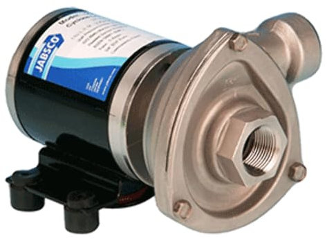 Jabsco 50840-0024 Marine High Flow Low Pressure Cyclone Centrifugal Pump, 29.7 GPM, 24 Volt, Black