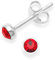 Sterling Silver Cubic Zirconia Stud Earrings - Red CZ - SIZE: 3.5mm (SMALL). Gift Boxed 5554RED