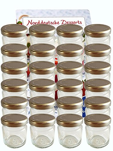 100er Set Sturzgläser Mini Gläser 37 ml Deckelfarbe Silber To 43 mit Schraub-Deckel Rundgläser Honig Kaviar Marmeladengläser Obstgläser Einweckgläser Senf, Honig, Gläser, Einmachgläser, Portionsgläser