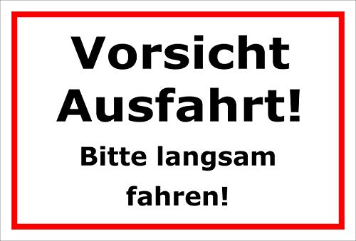Melis-Folienwerkstatt Schild - Vorsicht Ausfahrt - 30x20cm | 3mm Hartschaum – S00065-100-B -20 VAR