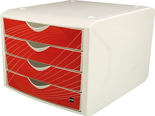 Helit H6129525 - Schubladenbox „the chameleon“, 4 Schubladen, red rook, rot