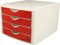 Helit H6129525 - Schubladenbox „the chameleon“, 4 Schubladen, red rook, rot