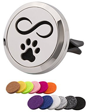 Autodiffuser Auto Aromatherapie Ätherisches Öl Diffusor Lufterfrischer Vent Clip Medaillon mit 12 Stück Ersatzfilz (30mm, Unendliches Symbol)