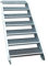 Srm-Design 7 Stufen Edelstahltreppe, Breite 70cm, Geschosshöhe 100-140cm, Robust, Witterungsbeständig, Max. 150kg Traglast, Silber