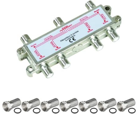 HDSAT Antennenverstärker für TV oder Sat 1 Eingang, 6 Ausgänge 5 – 2300 MHz + 7 F-Stecker 7 mm