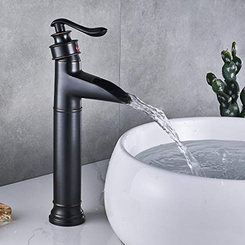 Robinet Salle Bain Lavabo Laiton avec Débordement Haut Robinet Mitigeur+Pop-up Automatique Lavabo Mitigeur Salle de Bain Noir