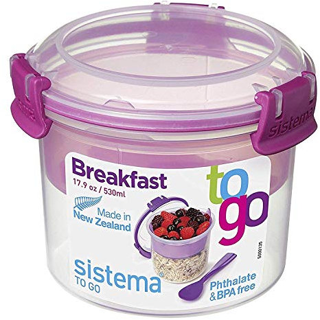 Sistema Modern Minimalist Single-Serve Clip-On Lidded Box, Assorted Colours, Thermal Shock Resistant, Borosilicate Glass, Hand Wash Only, 1 Only Supplied
