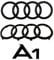 Set Audi A1 Ringe Schriftzug Emblem vorne + hinten schwarz glänzend