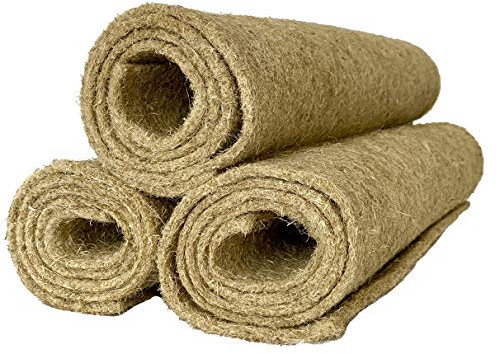 Tapis pour rongeurs 100% de chanvre, 100 x 40 cm, épaisseur 5 mm, paquet de 3 (5,47 EUR / pièce), adapté au revêtement de sol pour cage, pour lapins, hamsters, dégus, rats et autres rongeurs,...