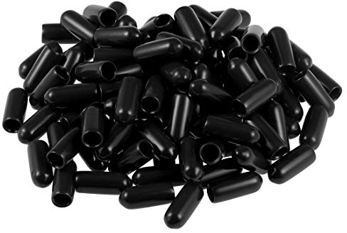 uxcell 100 Stück Gummi-Endkappen 4,5 mm ID Vinyl Round Tube Bolt Cap Cover Schraube Gewinde Protektoren Schwarz