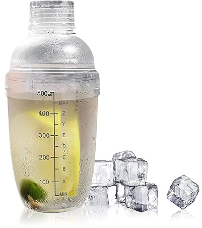 Bubble Tea Shaker, Klarer Kunststoff Cocktail Shaker Eis Shaker Tasse Getränkemixer mit Skala für den Home Bartender Boba Tea Shop (530ml)