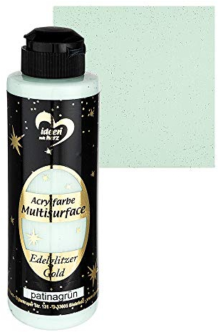 Ideen mit Herz Acrylfarbe Multisurface Edelglitzer | Universalfarbe auf Wasserbasis | mit edel schimmerndem Goldglitzer | 180 ml (patinagrün)