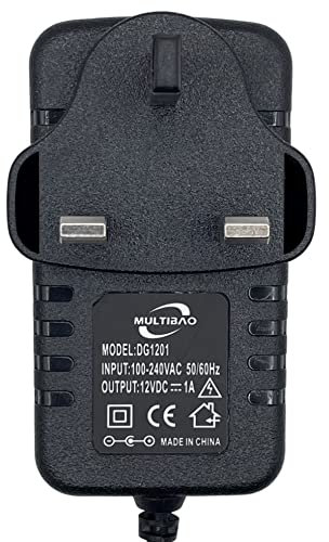 Multibao DC 12V 1A Power Supply Adaptor 12W Transformer UK PLUG for CCTV Camera, LED STRIP and Home Appliances, DC Jack 5.5 * 2.1mm (1pcs)