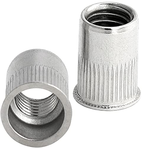 FASTON® Einnietmuttern kl. Senkkopf Rundschaft offen gerändelt M8x15 mm Edelstahl A2 V2A (50 Stück) Senkmuttern Nietmuttern Muttern Senkkopfmuttern Blindnietmuttern