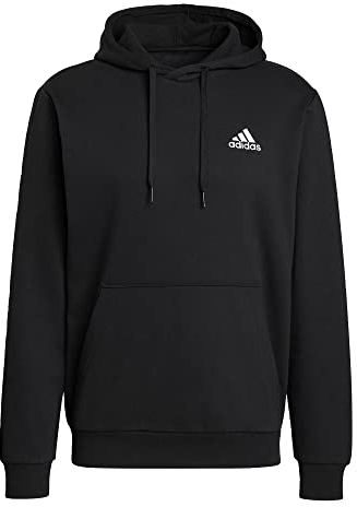 adidas Herren Essentials Fleece Hoodie, Black / White, XL