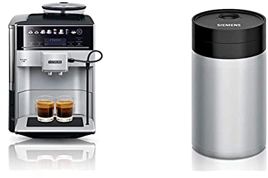 Siemens EQ.6 plus s300 Kaffeevollautomat TE653501DE, Speicherung Profile, Dampf-Reinigung, Doppeltassen-Funktion, 1.500 Watt, silber & TZ80009N Isolierter Edelstahl Milchbehälter 0,5 Liter