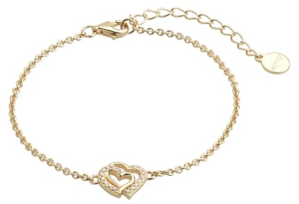 XENOX® LOVE STORY Armband - Damen Armband aus hochwertigem 925/- Sterlingsilber mit Herz-Anhänger und Zirkonia-Steinen | XS3412G
