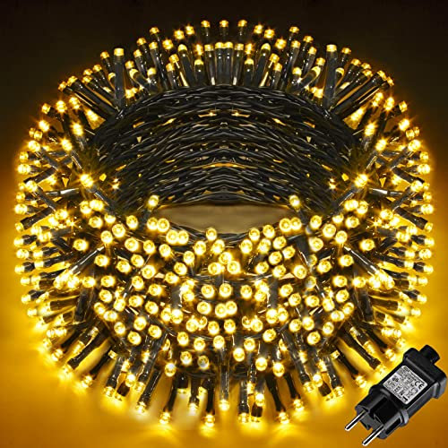 LEDYA LED Lichterkette Außen, 50M 500 LED Lichterkette Strom mit 8 Leuchtmodis, IP44 Wasserdicht Weihnachtsbeleuchtung innen für Balkon, Garten, Terrasse, Hochzeit, Party, Tannenbaum Deko, Warmweiß