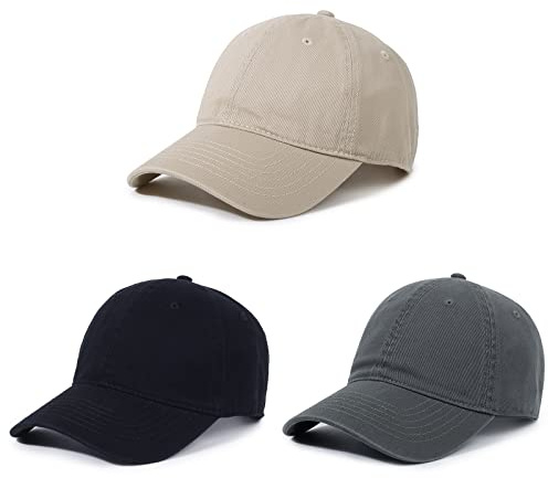 Crazy Era Unisex Baumwolle Baseball Cap Mütze Schirmmütze Herren Einfarbig Blank Dad Hut Verstellbar Vintage Solid Hut, #2 Schwarz/Dunkelgrau/Khaki, Einheitsgröße