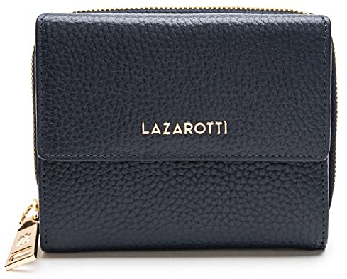 Lazarotti Bologna mittelgroße Leder Geldbörse Damen | mit Druckknopf, Reißverschlussfach, 9 Kartenfächer, RFID-Schutz | 12 x 10 x 4 cm