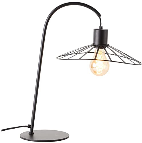 BRILLIANT Lampe, Leika Tischleuchte schwarz matt, 1x A60, E27, 52W, Mit Schnurzwischenschalter