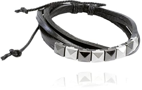 Righe e Pois - Lederarmband mit schwarzen Demi-Nieten, Taglia Unica, Lederarmband mit schwarzen Demi-Nieten - | Ingross
