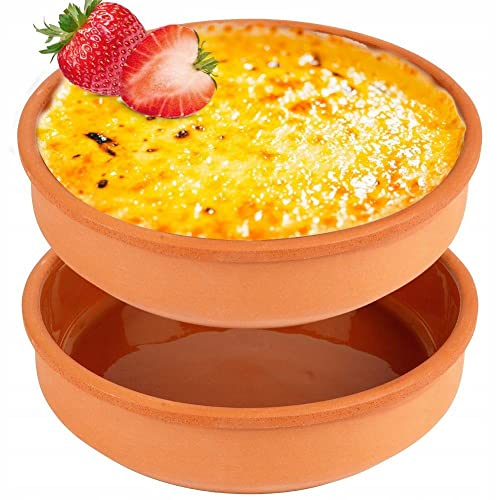 SET 2 CAZUELAS PARA APERITIVOS DE BARRO COLOR TERRACOTA 450ml Ø15,5x3,8cm