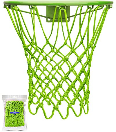 XXXYYY Grünes Basketballnetz für den Außenbereich, strapazierfähig, professionelle On-Court-Qualität [195 g], passend für Outdoor-Reifen in Standardgröße, Allwetterschutz, 12 Schlaufen